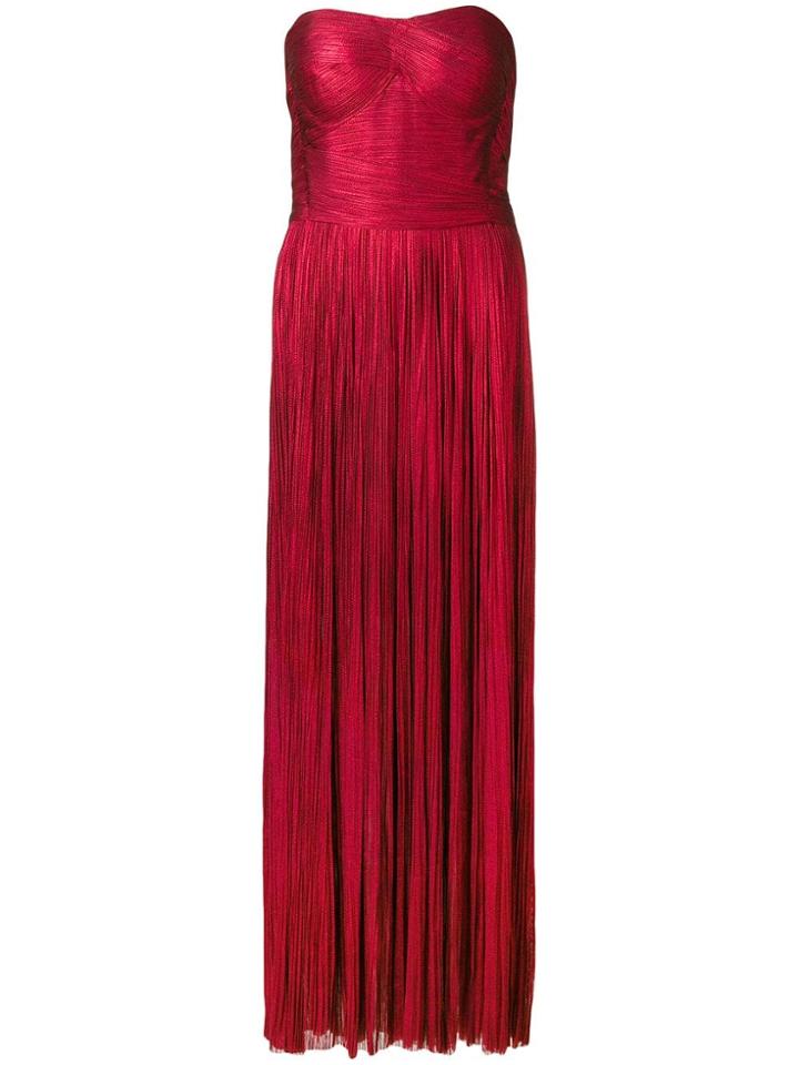 Maria Lucia Hohan Strapless Metallic Maxi Dress - Red