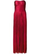 Maria Lucia Hohan Strapless Metallic Maxi Dress - Red
