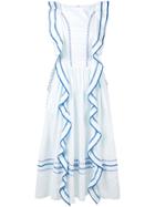 Tanya Taylor Ruffle Detail Long Dress - Blue