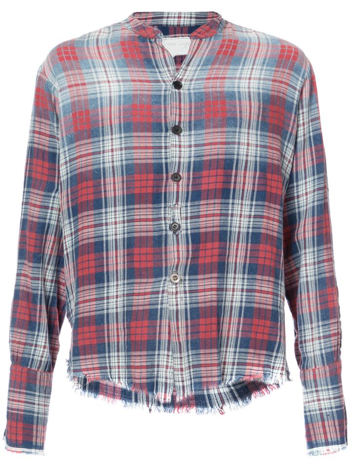 Greg Lauren Raw Edge Checked Shirt - Red
