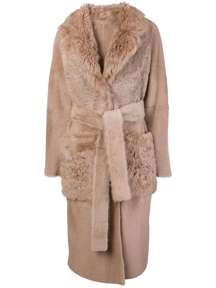Yves Salomon Shearling Trench Coat - Pink