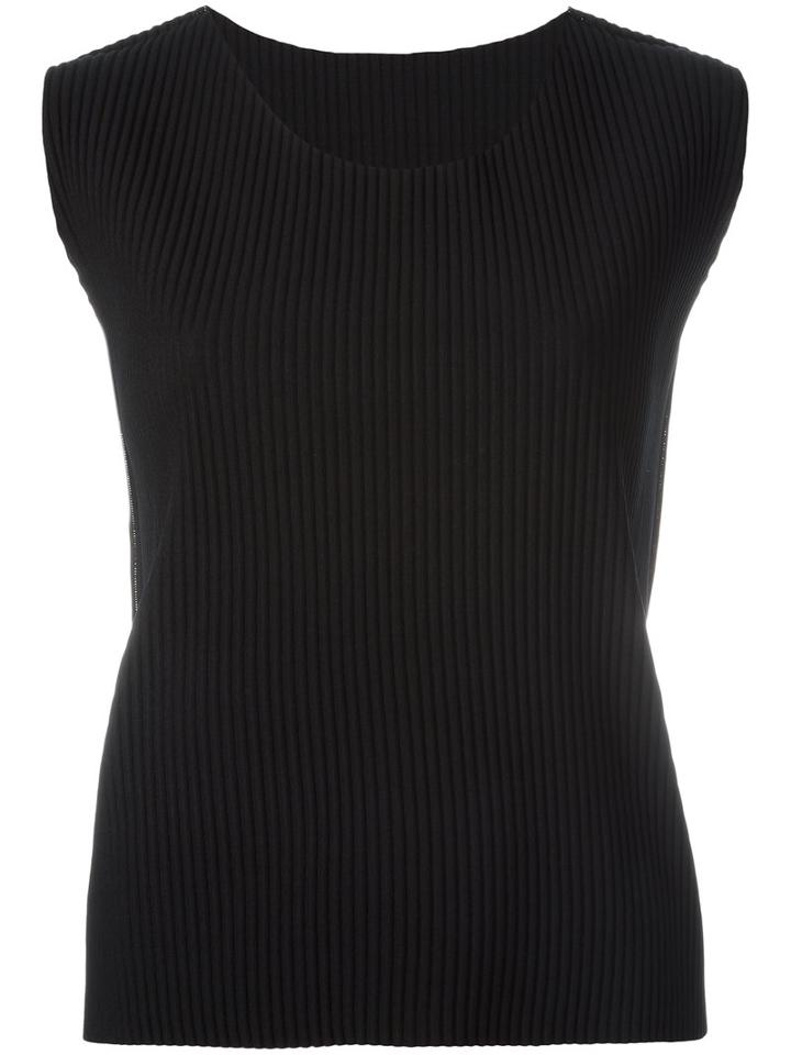 Issey Miyake Cauliflower Ribbed Tank Top, Women's, Black, Polyester