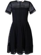 Michael Michael Kors Embroidered Flared Dress, Women's, Size: 4, Blue, Cotton/nylon/polyester