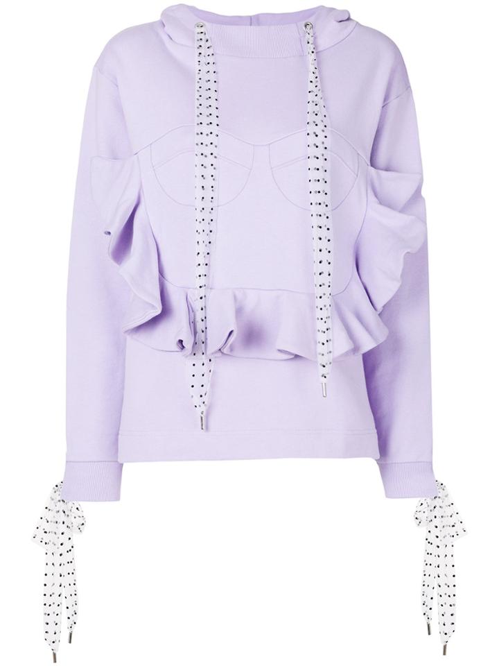 House Of Holland Ruffled Front Sweatshirt - Pink & Purple
