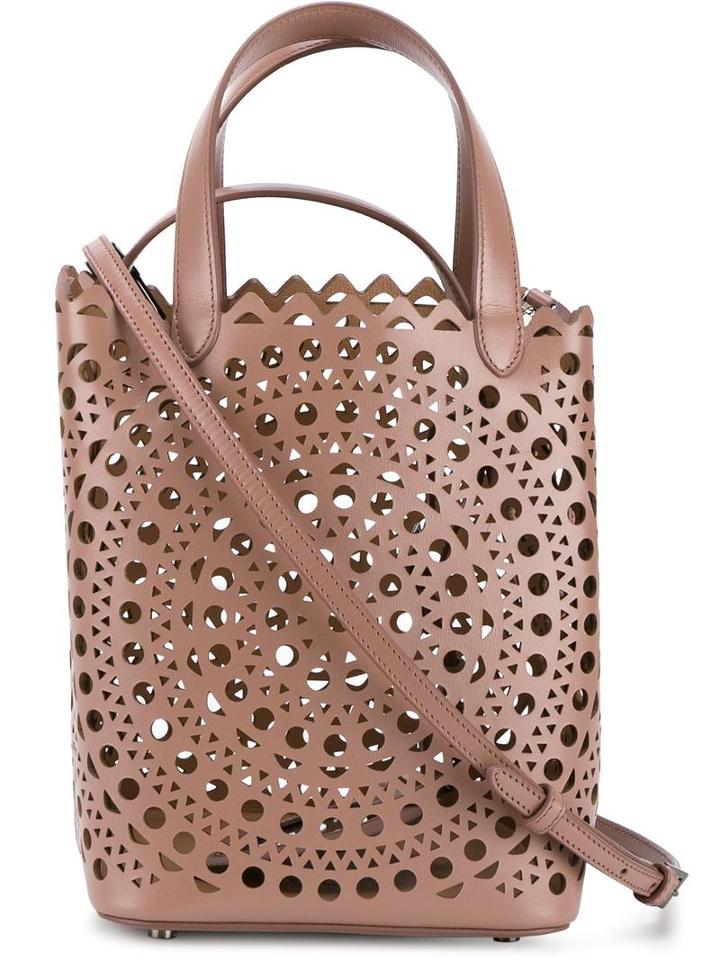 Alaïa Laser-cut Bucket Bag, Women's, Nude/neutrals, Leather