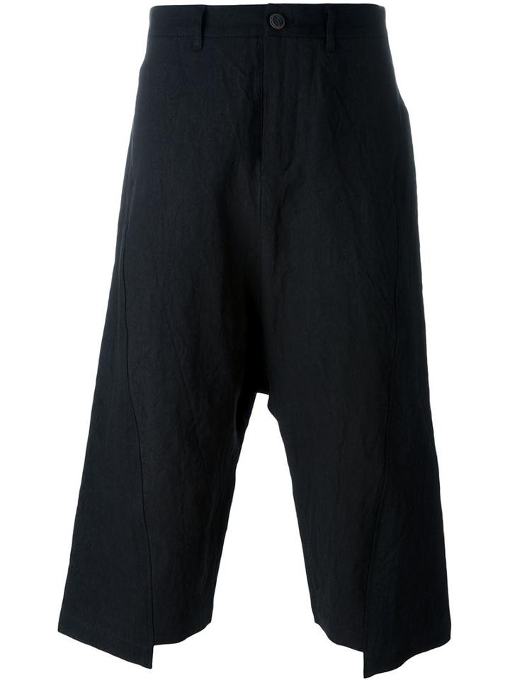Individual Sentiments Drop-crotch Cropped Trousers, Adult Unisex, Size: 4, Black, Linen/flax/cotton