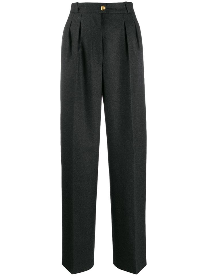 Chanel Pre-owned 1990s Wide-legged Pleated Trousers - Grey