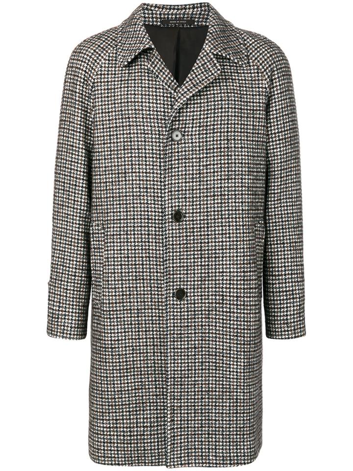 Tagliatore Houndstooth Pattern Coat - Brown