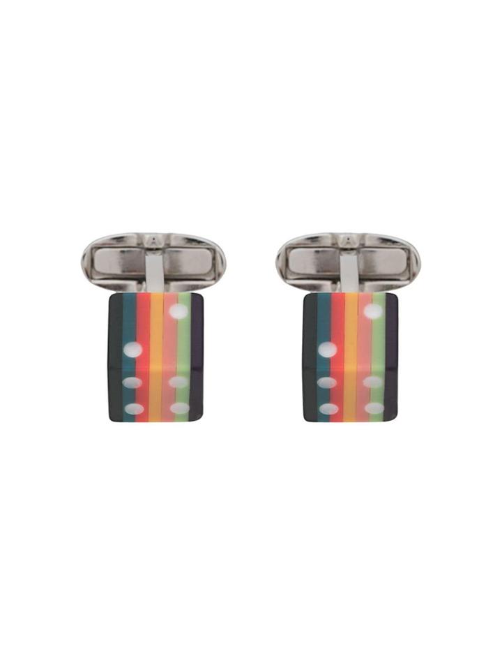 Paul Smith Striped Dice Cufflinks - Metallic