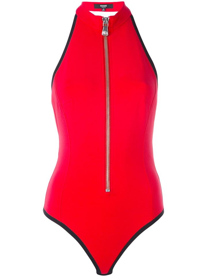 Versus - High Neck Zipped Blouse - Women - Polyamide/spandex/elastane/viscose - 40, Red, Polyamide/spandex/elastane/viscose