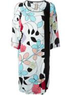 Antonio Marras Floral Print Shift Dress, Women's, Size: 46, White, Viscose/acetate/spandex/elastane/polyester
