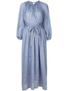 Cityshop - Belted Button Down Dress - Women - Linen/flax - One Size, Blue, Linen/flax