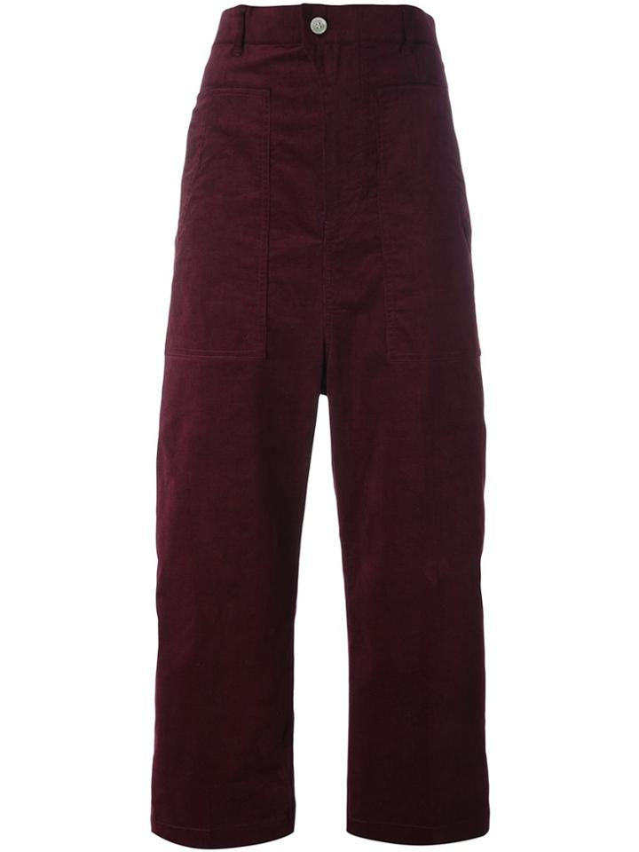 Julien David Cropped Velvet Trousers - Red