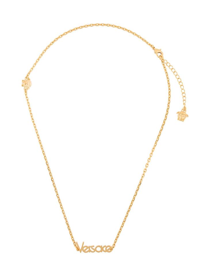 Versace Dainty Logo Necklace - Metallic