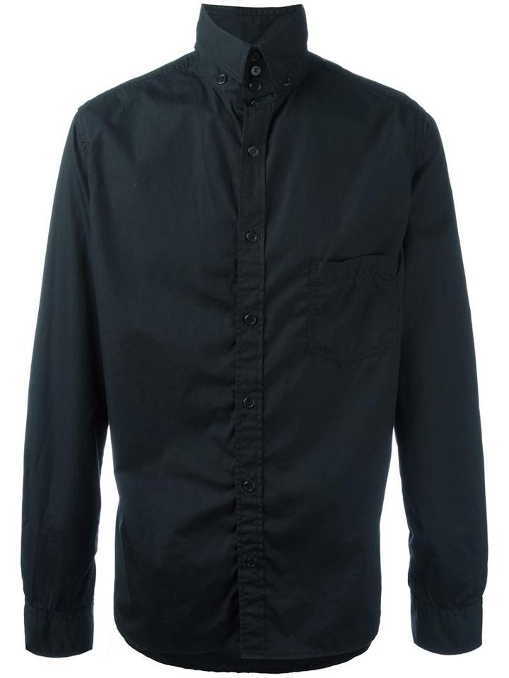 Yohji Yamamoto High Neck Shirt, Men's, Size: 4, Black, Cotton