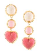 Chanel Pre-owned 1993 Heart Swing Earrings - Pink