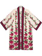 Gucci Rose Garden Print Silk Kimono - Pink & Purple