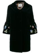 Bazar Deluxe Velvet Embroidered Sleeve Coat - Blue