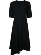 Astraet - Asymmetric V-neck Dress - Women - Polyester - 0, Black, Polyester