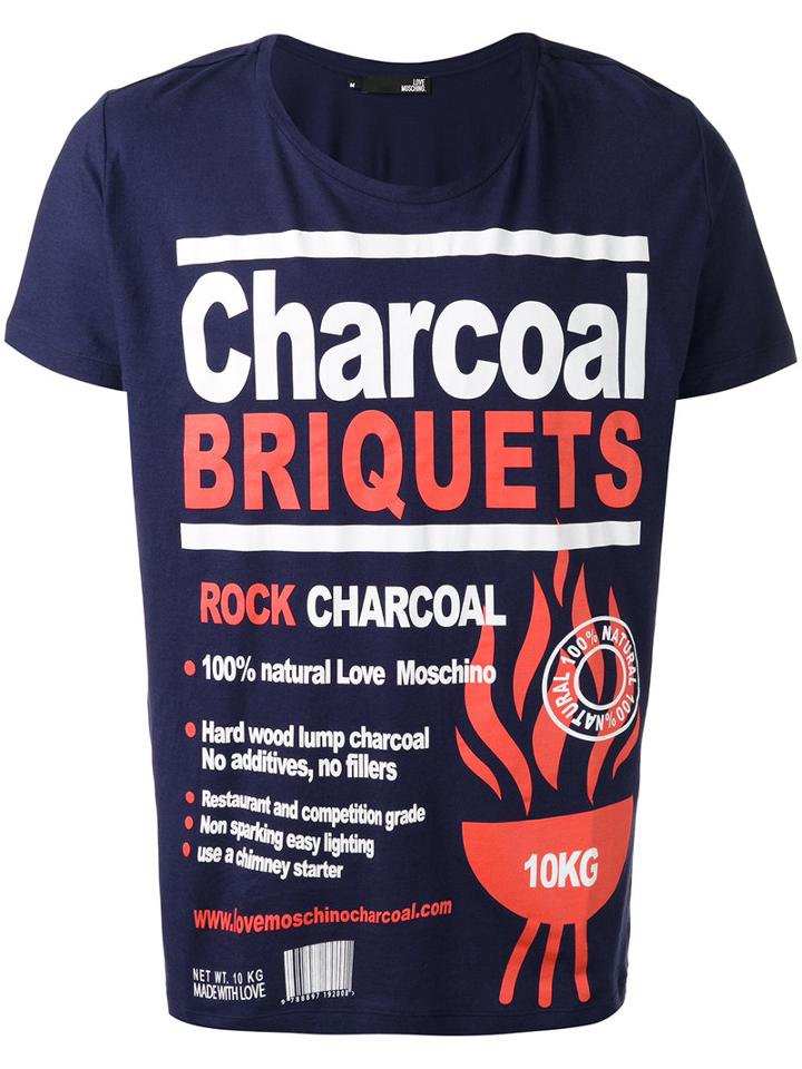 Love Moschino - Charcoal Print T-shirt - Men - Cotton - Xl, Blue, Cotton