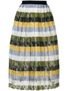 Essentiel Antwerp Striped Floral Lace Skirt - Multicolour