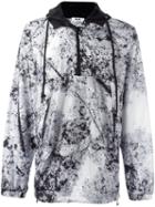 Msgm Marble-effect Hooded Windbreaker, Men's, Size: 46, Grey, Polyester/polyamide