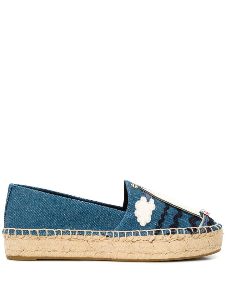 Tory Burch Seaside Denim Espadrilles - Blue