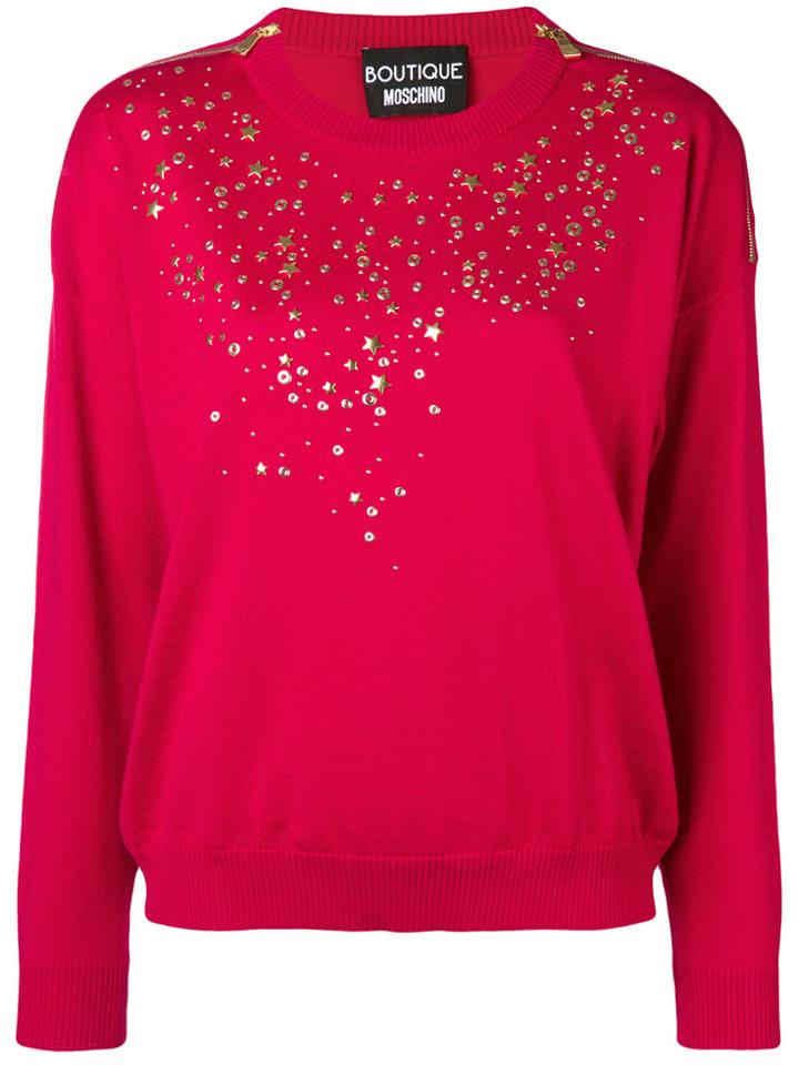 Boutique Moschino Long-sleeve Fitted Sweater - Red