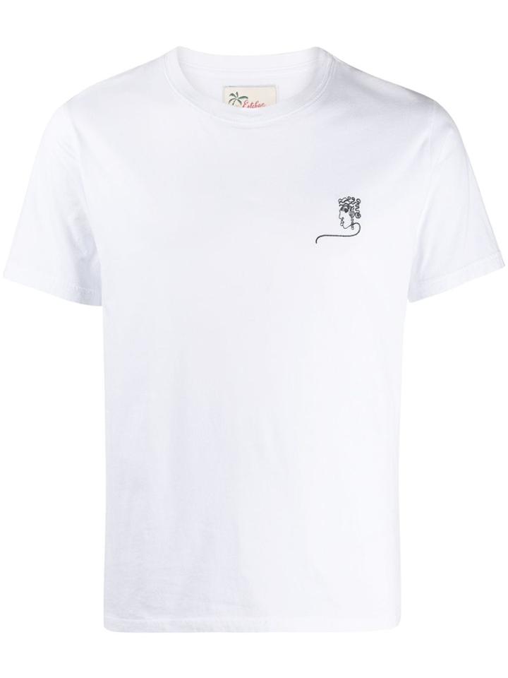 Esteban Cortazar Embroidered Face T-shirt - White