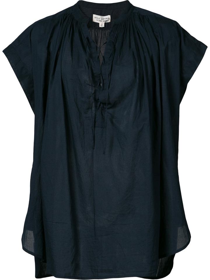 Nili Lotan - Voile Andres Top - Women - Cotton - M, Blue, Cotton
