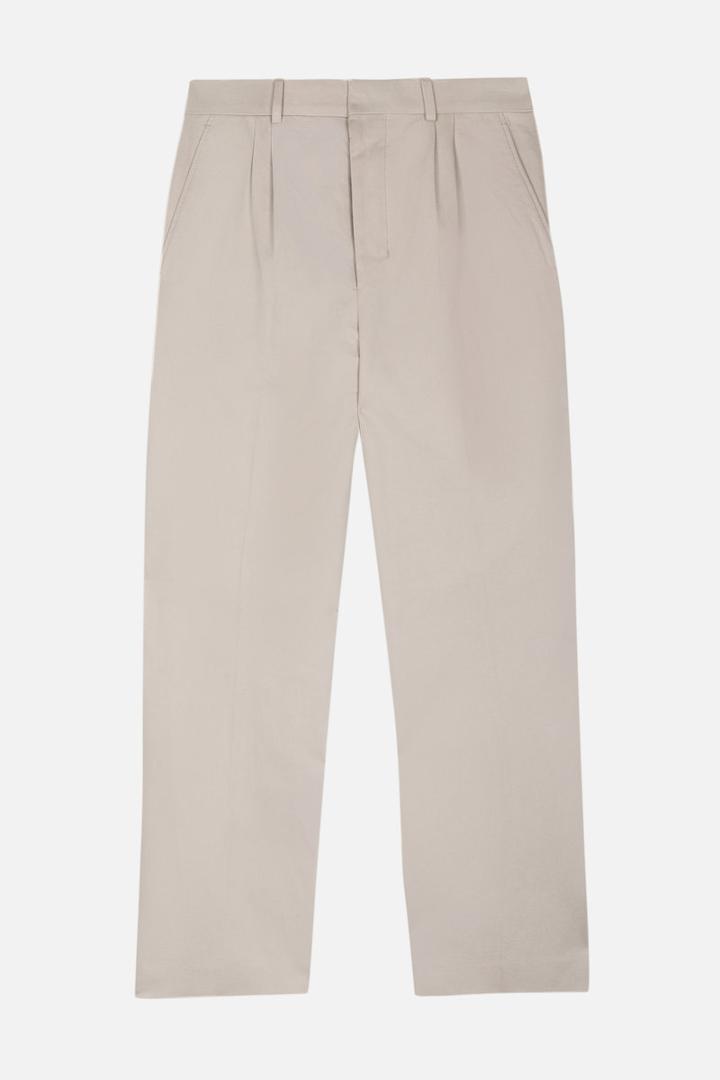 Ami Alexandre Mattiussi Double Pleat Wide Leg Trousers, Men's, Size: 36, Nude/neutrals, Cotton