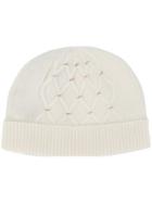 N.peal Lattice Pattern Cashmere Beanie - White