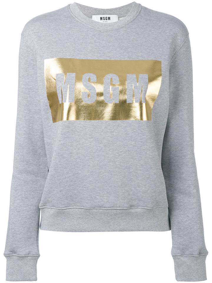 Msgm - Logo Print Sweatshirt - Women - Cotton/viscose - S, Grey, Cotton/viscose