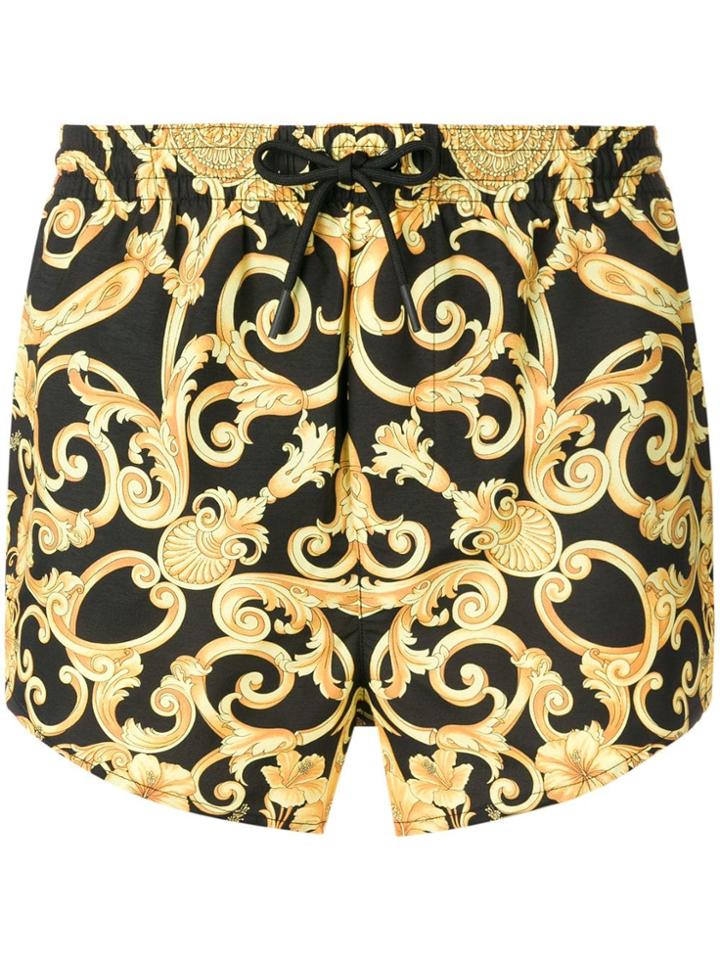 Versace Baroque Print Swim Shorts - Yellow