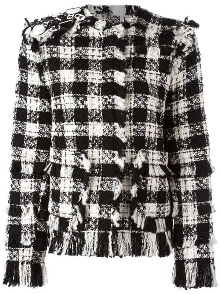 Msgm Frayed Tweed Jacket