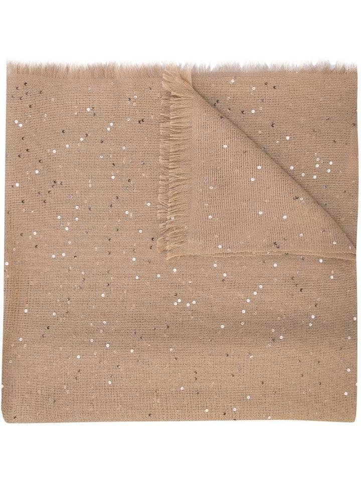 Brunello Cucinelli Frayed Sequin Scarf - Neutrals