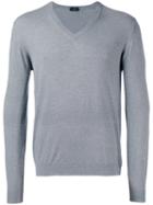 Zanone - V-neck Jumper - Men - Cotton - M, Grey, Cotton