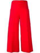 Msgm Wide Leg Cropped Trousers - Red