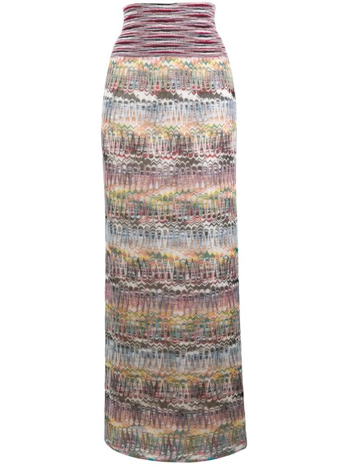 Missoni Striped Straight Long Skirt - Neutrals