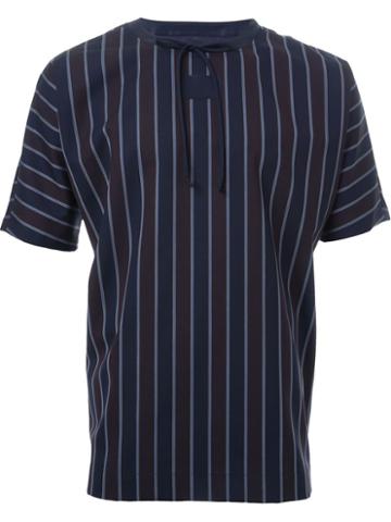 22/4 By Stephanie Hahn Pinstriped Tie Collar T-shirt
