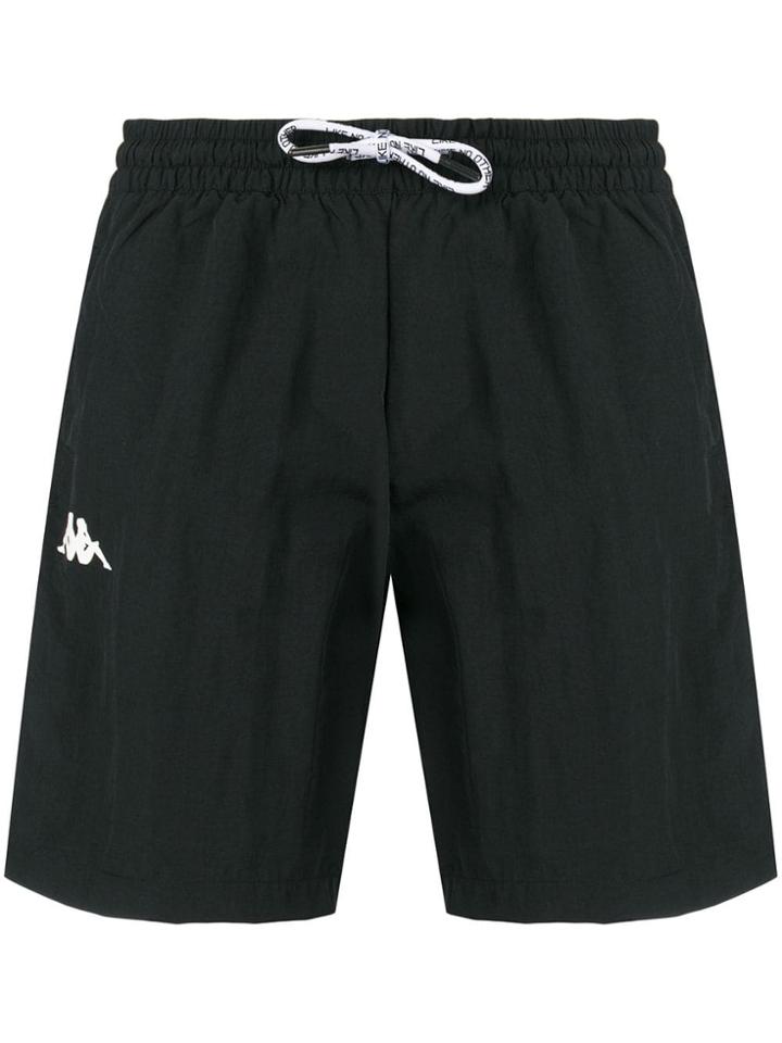 Kappa Logo Drawstring Track Shorts - Black