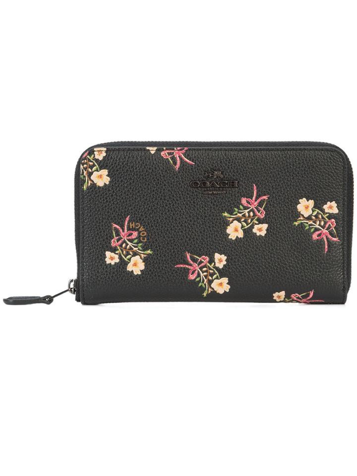Coach Floral Bow Medium Wallet - Black