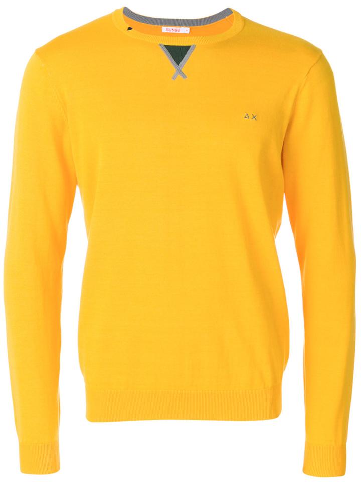 Sun 68 Contrast Detail Sweater - Yellow & Orange