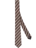 Fendi Ff Striped Neck Tie - Brown