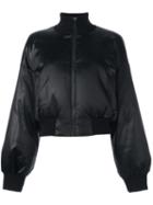 Dkny Satin Bomber Jacket, Women's, Size: Medium, Black, Triacetate/polyester/spandex/elastane/feather Down