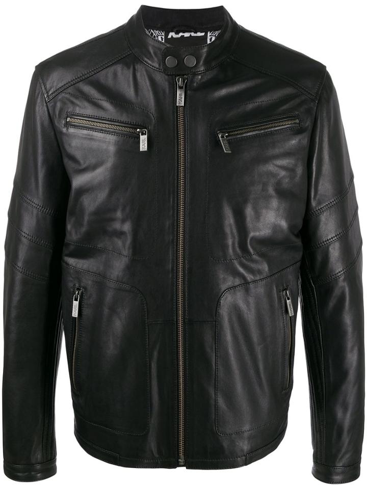 Karl Lagerfeld Racer Leather Jacket - Black
