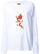Growing Pains Dragon Embroidered T-shirt, Women's, Size: Small, White, Cotton