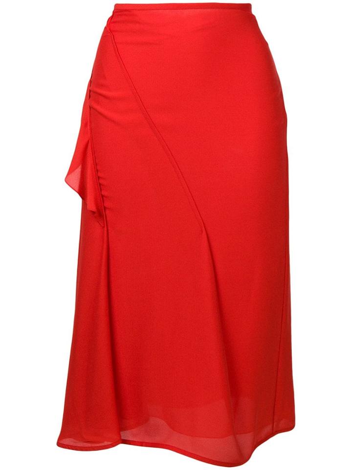 Victoria Beckham Pleated Midi Skirt - Red