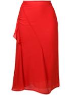 Victoria Beckham Pleated Midi Skirt - Red