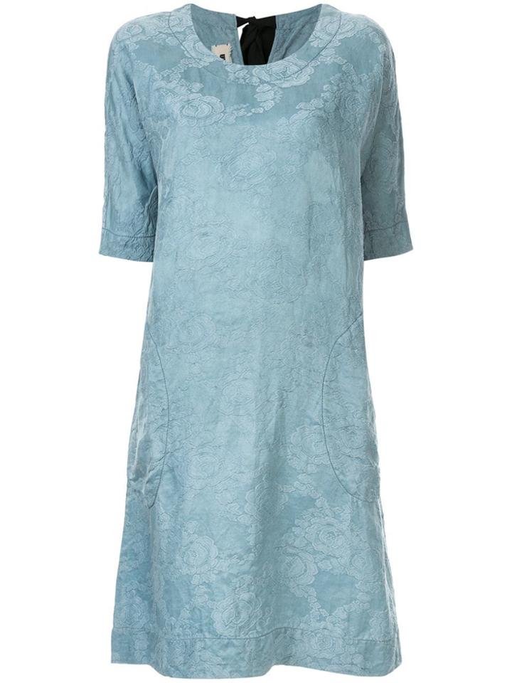Uma Wang Floral Embroidery Midi Dress - Blue